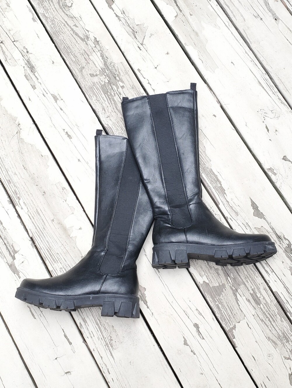 Sugar Jillian Tall Lug Black Boots Size 8.5